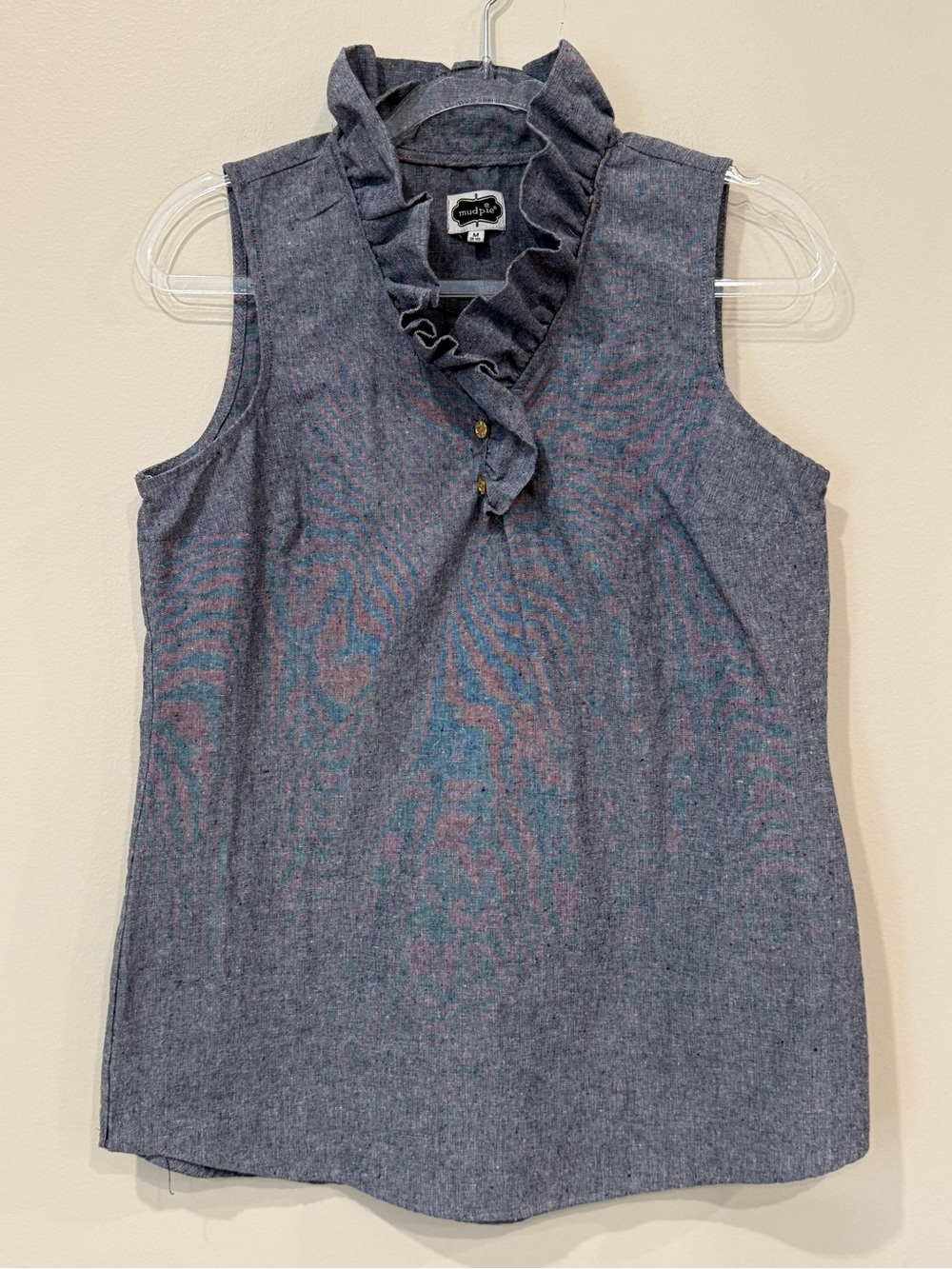 Mud Pie Sleeveless Ruffle Neck Camisole in Heather Gray